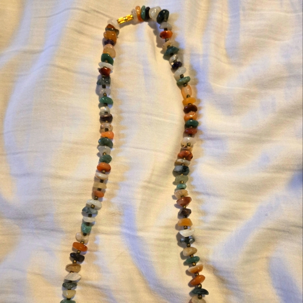 Natural Polished Gemstone Beaded Necklace